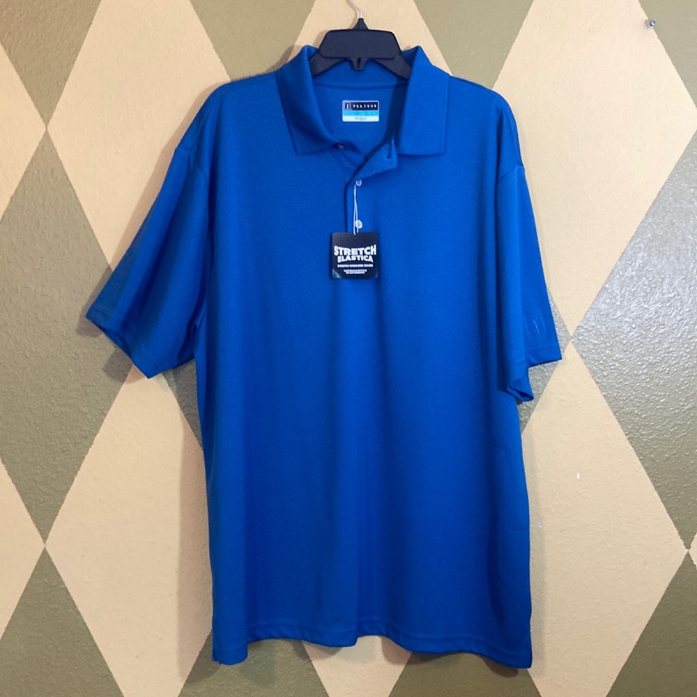 Men’s PGA Tour Polo w/Airflux Fabric Size XXL Dark Teal Blue (peacock blue) NWT